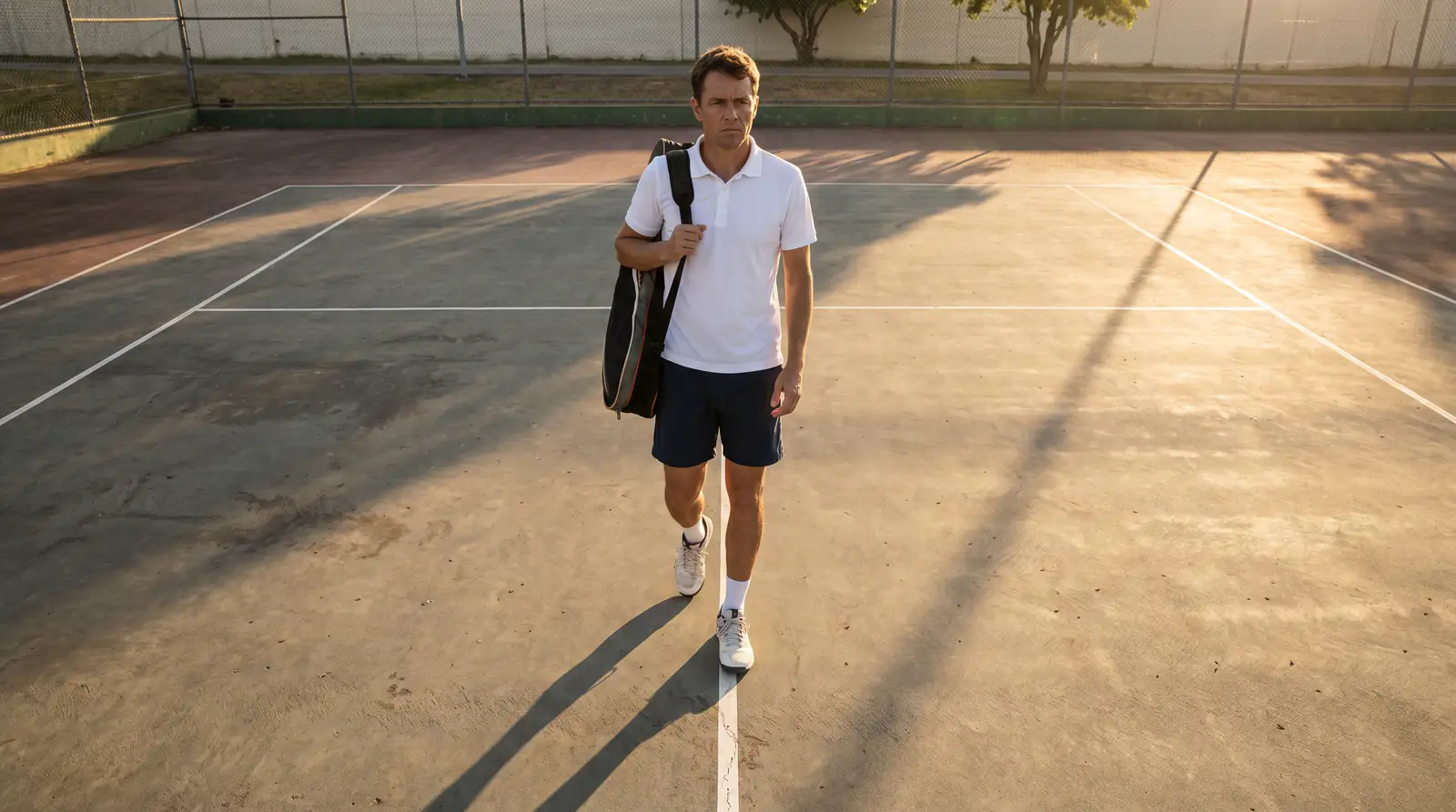 Split scene of a short match and a long five-set battle, illustrating how match format changes a tennis bet