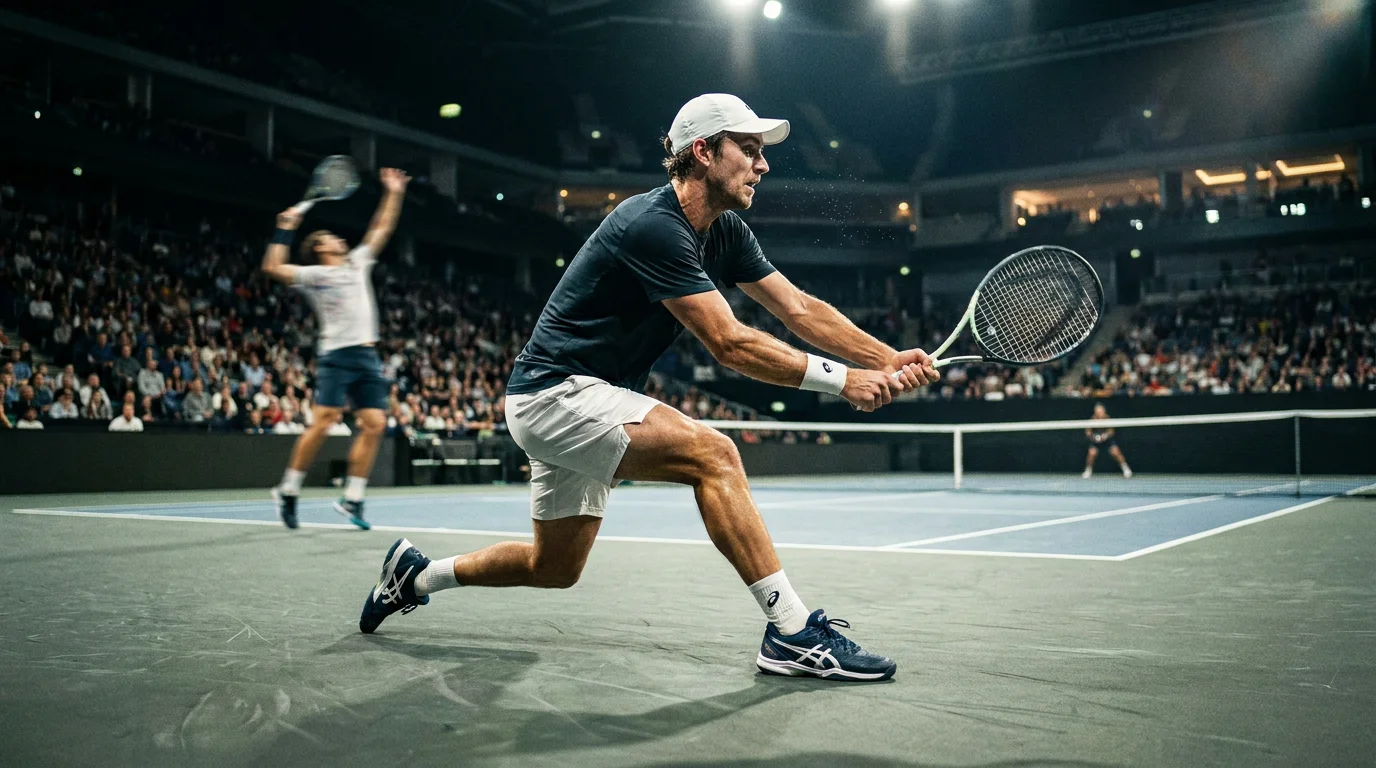 A returner attacking a second serve at break point, illustrating break-point conversion