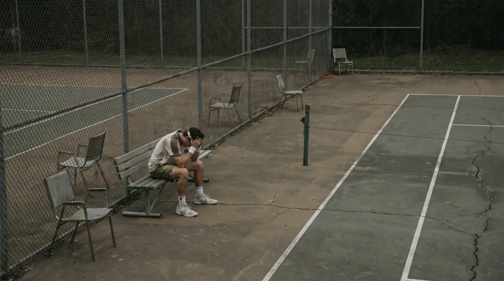 Small outdoor court with sparse crowd at a lower-tour event, illustrating Challenger and ITF tennis betting