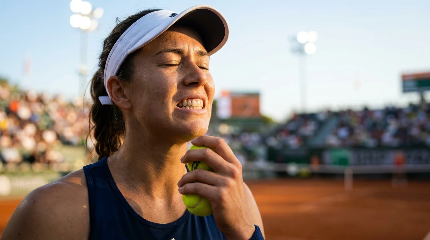 A tense server facing break point with crowd behind, illustrating clutch moments and small samples