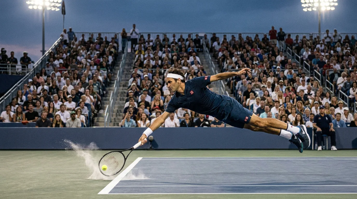 A coin-flip-close match point, illustrating how fine the winning margin really is