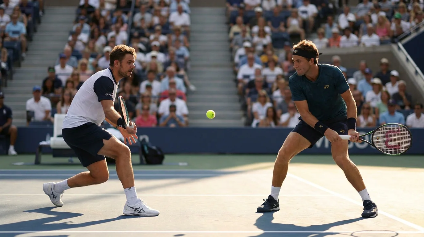 Players contesting a tense tiebreak that decides a game handicap bet