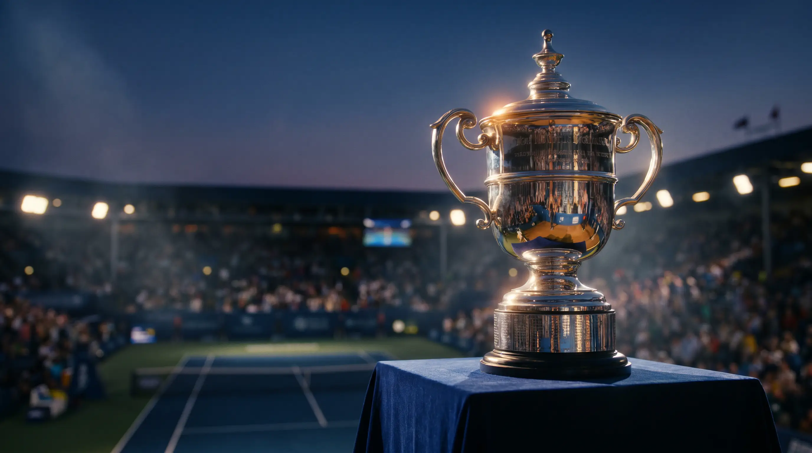 A gleaming tournament trophy on display, illustrating the outright winner market