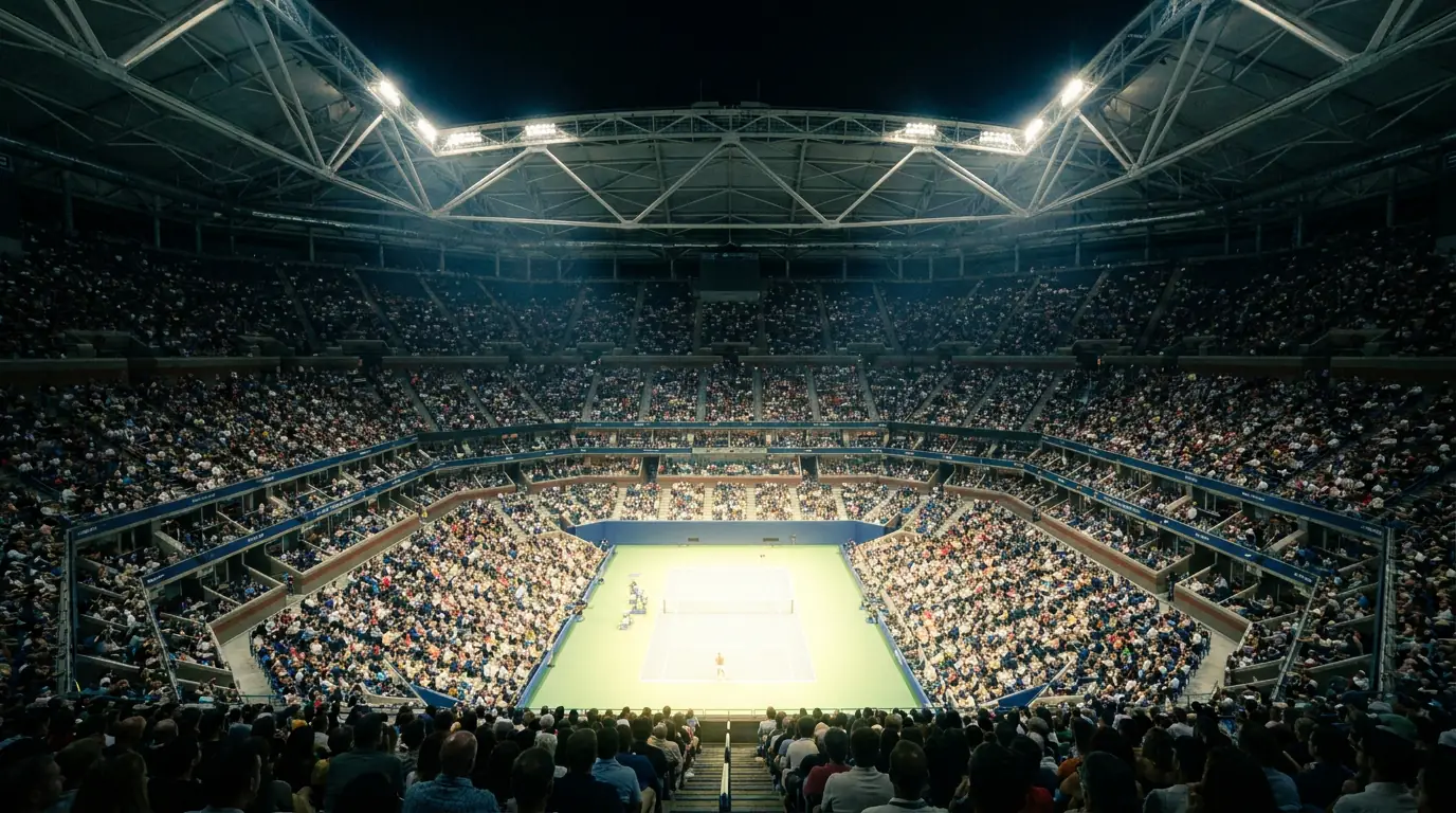 Busy trading floor of betting screens during a tennis event, illustrating the size of the tennis betting market