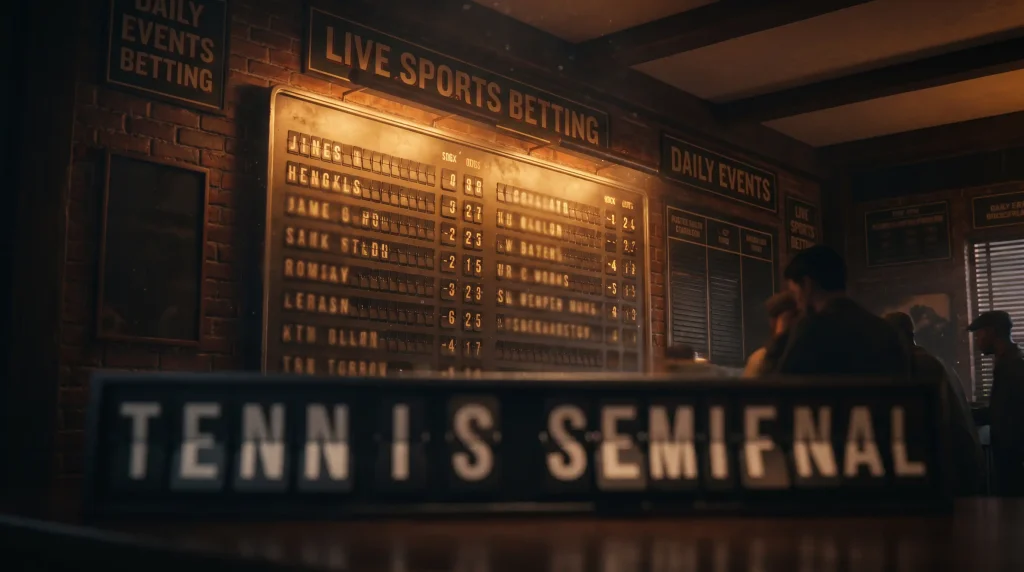 Odds board showing a tennis match in decimal and fractional formats, illustrating how to read tennis odds