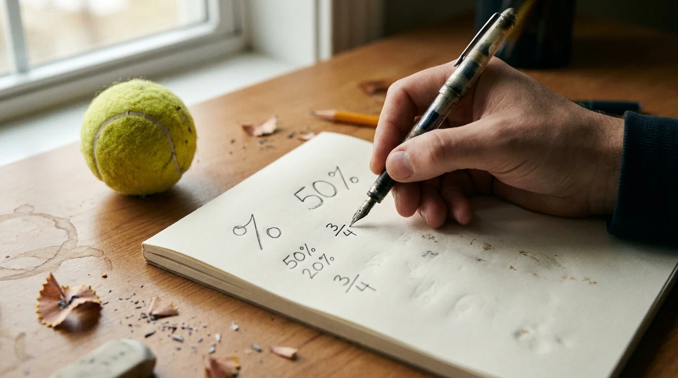 Notepad working out implied probability and bookmaker overround from tennis odds