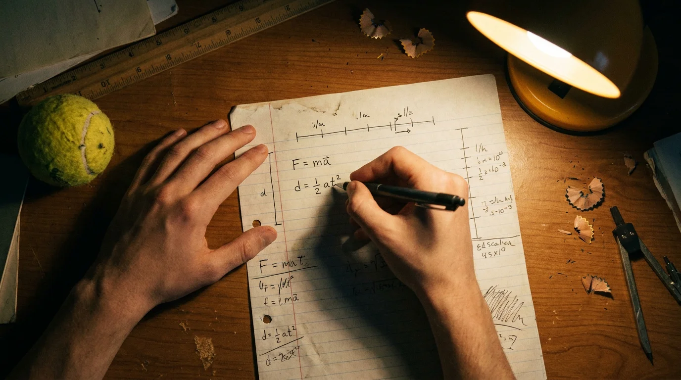 Person working through a Kelly staking formula on paper, no calculator