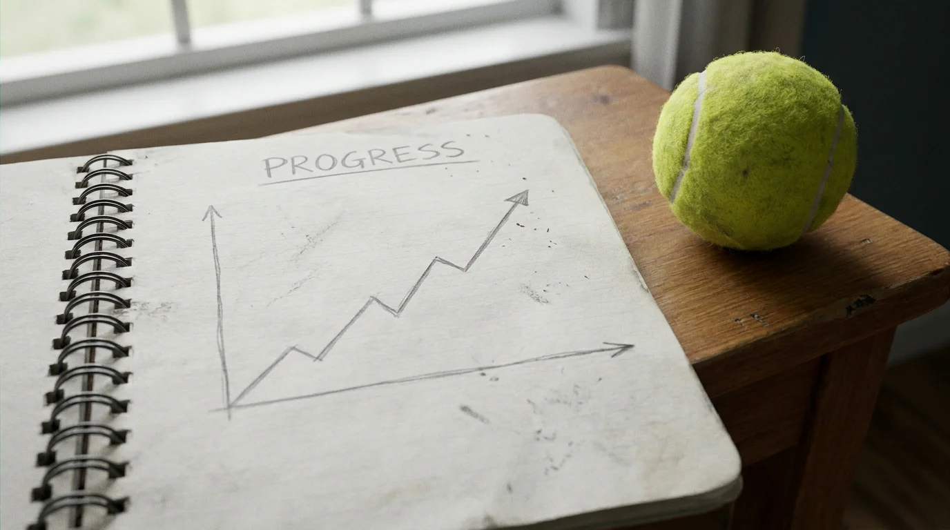 A hand-drawn rising results line in a notebook, illustrating why CLV predicts long-term outcomes