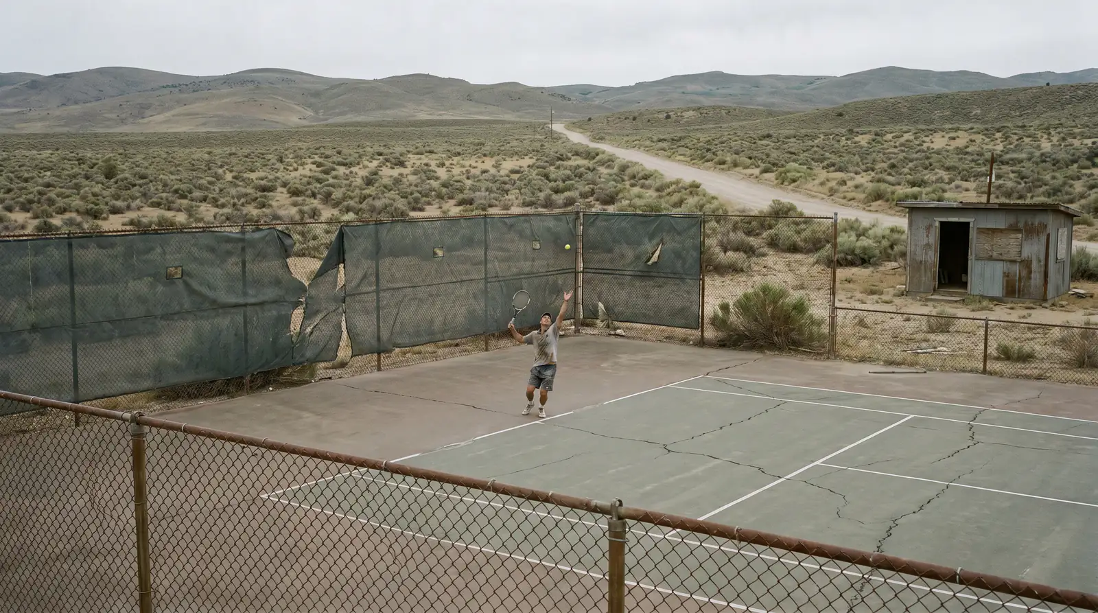 A lone player on a remote outdoor court, illustrating the integrity vulnerability of low-level events