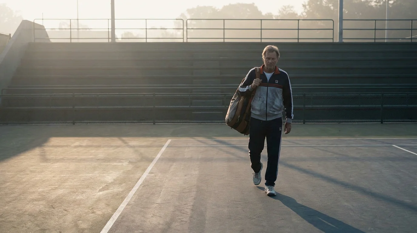 A player walking off court before play, illustrating the difference between retirement and walkover