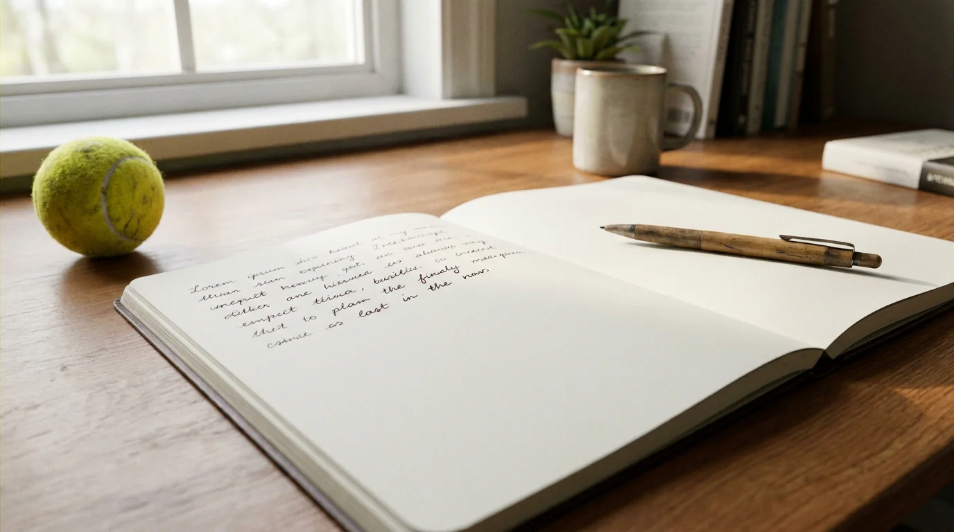 A deliberately simple logbook kept open on a desk, illustrating a tracker you'll actually maintain