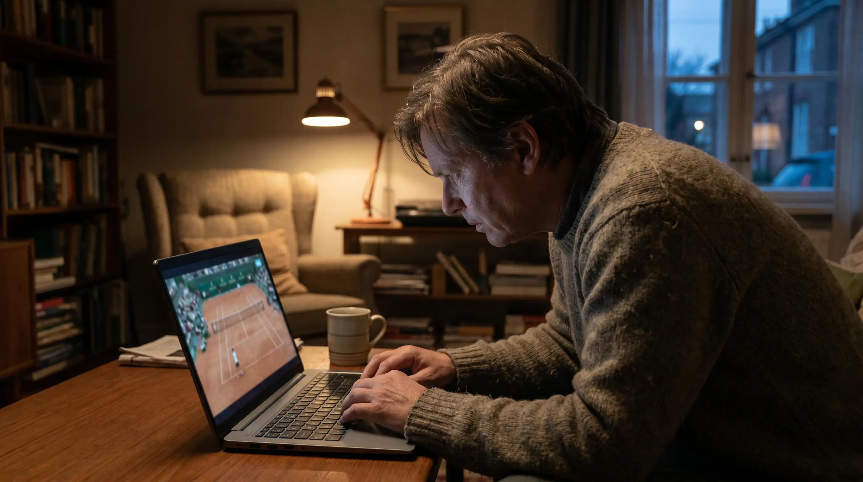 A focused punter studying an obscure lower-tour match, illustrating soft lines that cut both ways