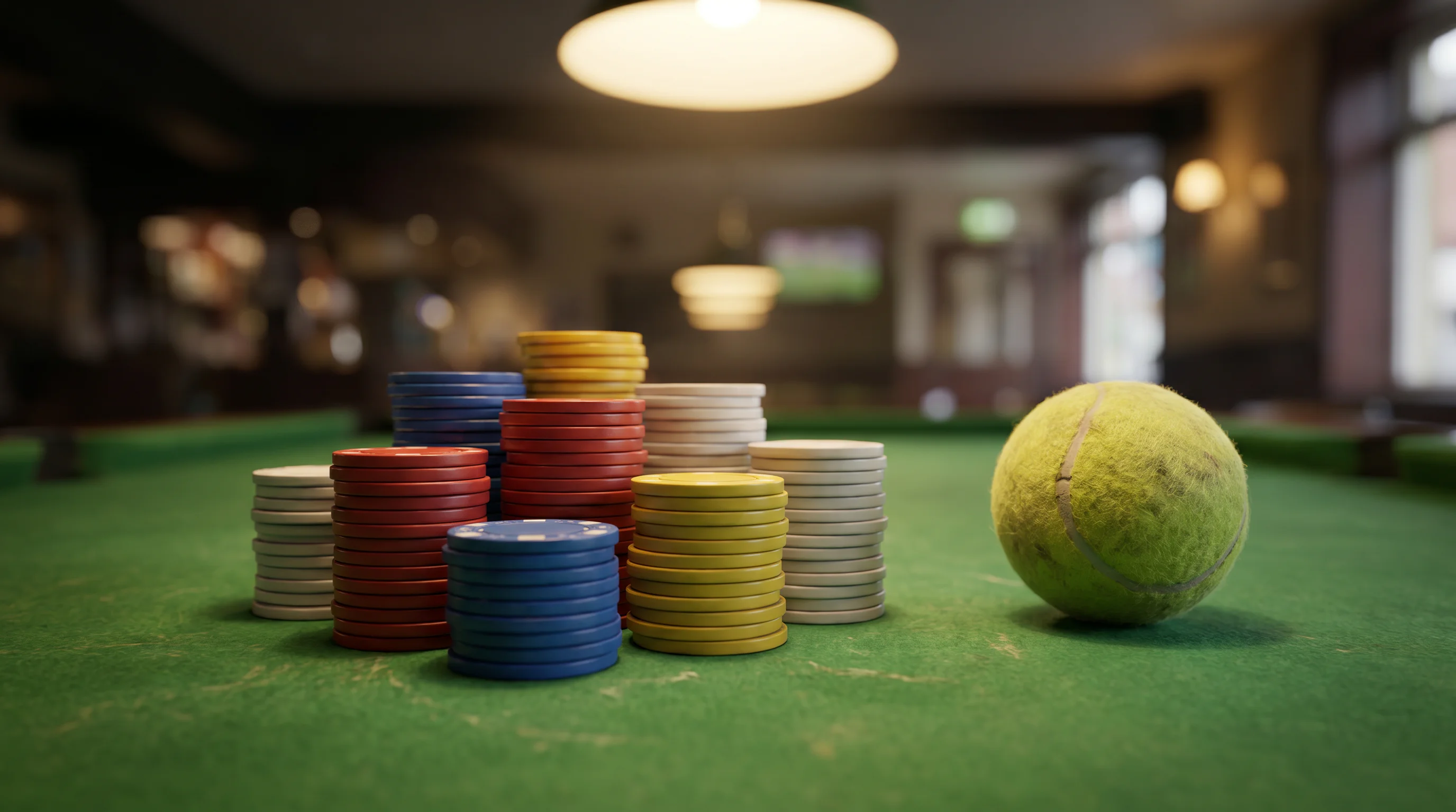 Betting chips arranged in stacks of different heights, illustrating proportional stake sizing