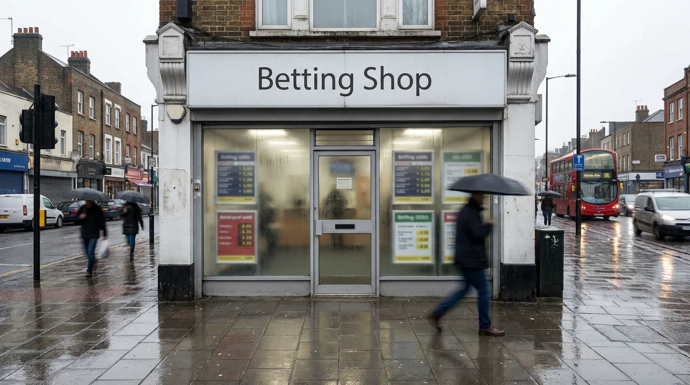 A high-street betting shop frontage, illustrating the scale of the regulated UK market